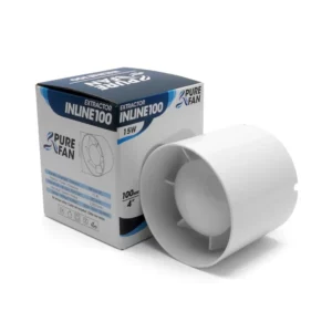 EXTRACTOR PURE FAN INLINE - 100 (4"), 15W, 2.300 t/min, 107 m3/h
